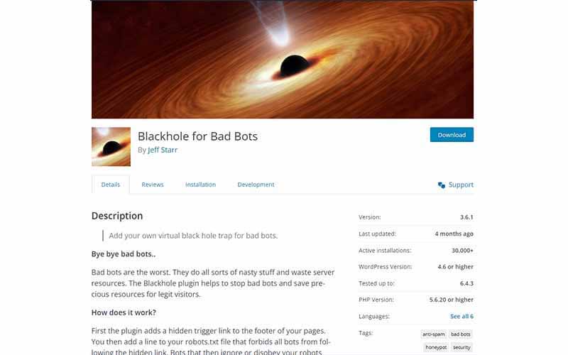 Install The Blackhole For Bad Bots Plugin